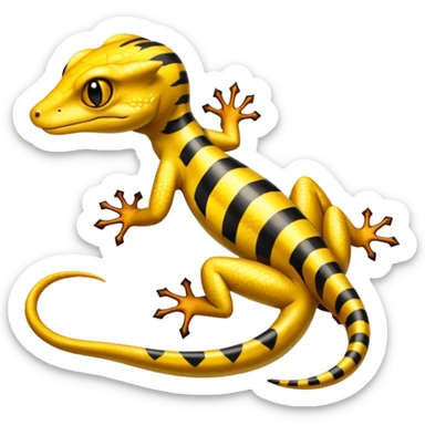 Yellow black-striped golden shiny gecko-Salandit-Sergal-Genet-Pokémon-Fakémon-hybrid  sticker