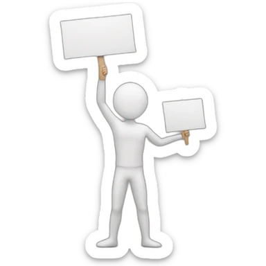 man holding up sign saying ne sticker