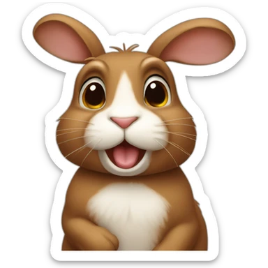 Brown rabbit with hanging ears blows a kiss sticker