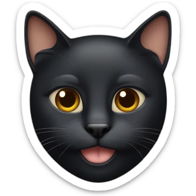 a big black cat with brown eyes holding a lid in his mouth sticker