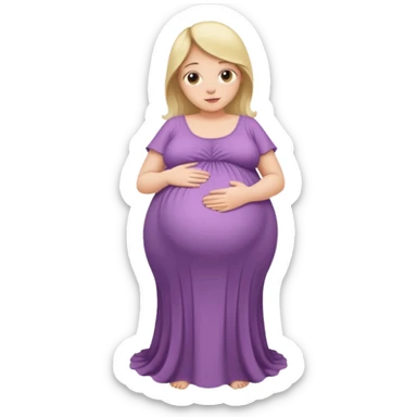 very heavily pregnant overdue lady with large belly  sticker