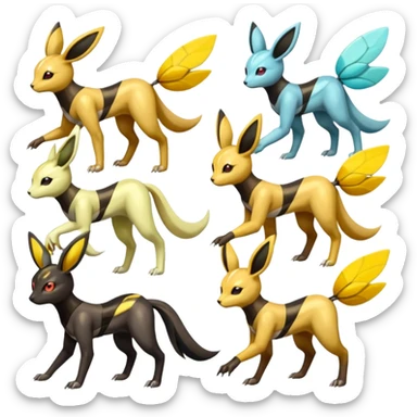 Meloetta-Renamon-Umbreon-Beedrill-Manectric-hybrid-fusion, full body sticker