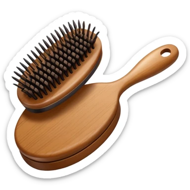 brown hairbrush, Samsung emoji style, simple and clear sticker