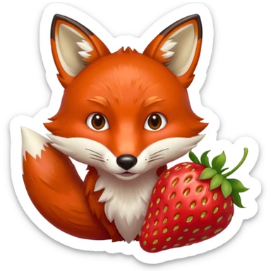 fox eating strawberries sticker
