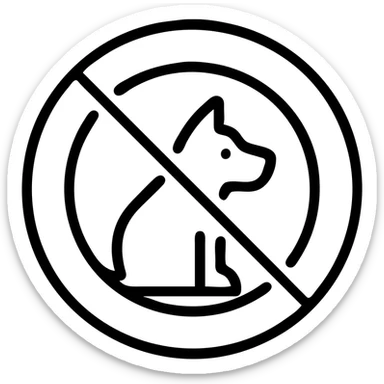 no pet sign, universal prohibition sign with a pet silhouette, clean and clear, no text sticker