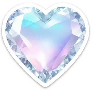 Pastel White iridescent diamond heart sticker