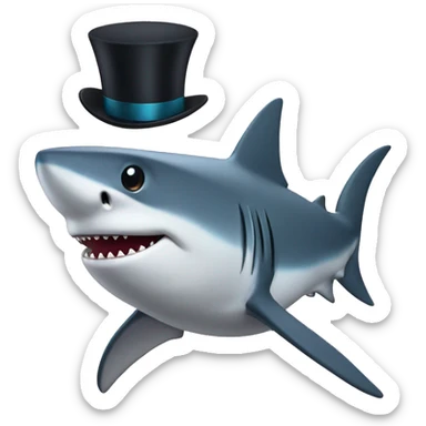Shark with a top hat sticker