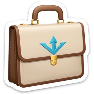A flat-style illustration of a briefcase, a rising arrow. Clean, minimal, cartoon style, white background, iOS emoji aesthetic. sticker