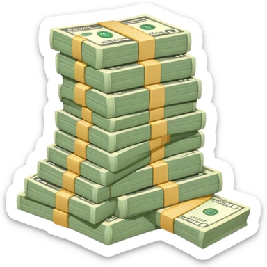 multiple stacks of dollar sticker