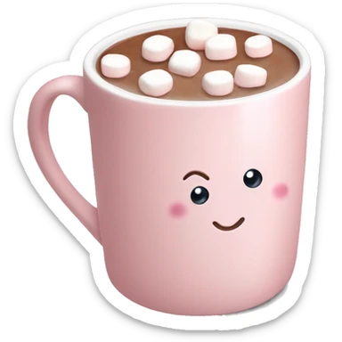 Light Pink mug of hot chocolate with marshmallows  sticker