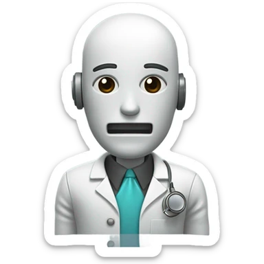 It has a half-robot appearance and a half-doctor appearance. sticker