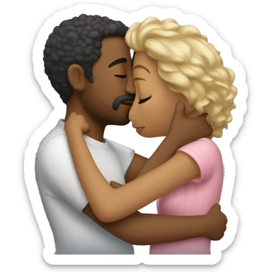 couple hug and kiss moment  sticker