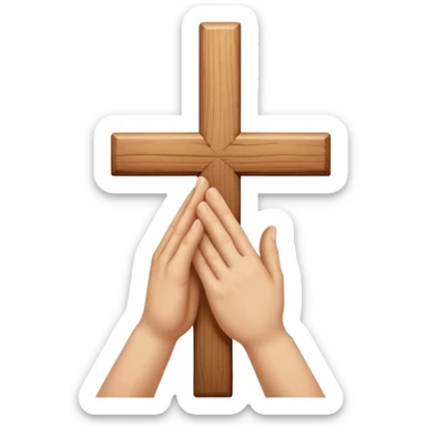 Praying hands with cross sticker