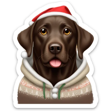 Chocholate labrador wearing christmas hoodie sticker