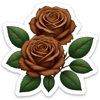Brown roses with dark green leaves  sticker