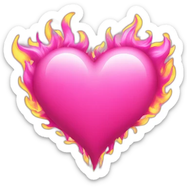 Pink heart with pink flames cool sticker