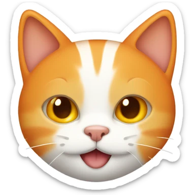 Orange and white cat, smiley style emoji icon. sticker