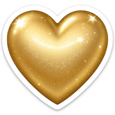 Change the glittery silver color heart with a subtle gradient and no border to a glittery gold color heart with a subtle gradient and no border. Keep the background transparent. Maintain the style and subtle gradient effect of the original heart. sticker