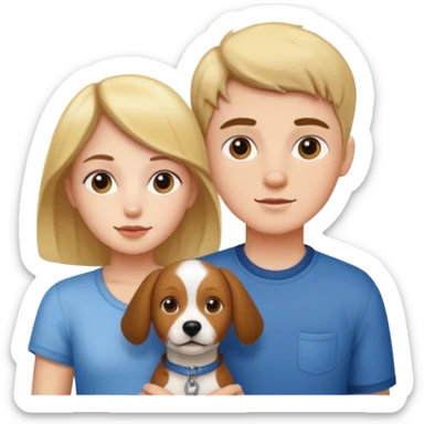 Girl and boy with a dog sticker