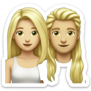 Blonde girl with green eyes with blonde guy with long hair sticker