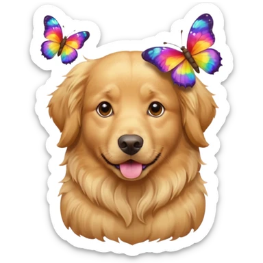 a portrait dog with butterflies sticker