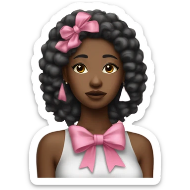 Stylish black girl crying with pink bow on her hair and stack of money on one of her hands sticker