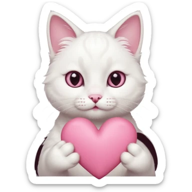 Cute white cat making heart shape with his hand sticker