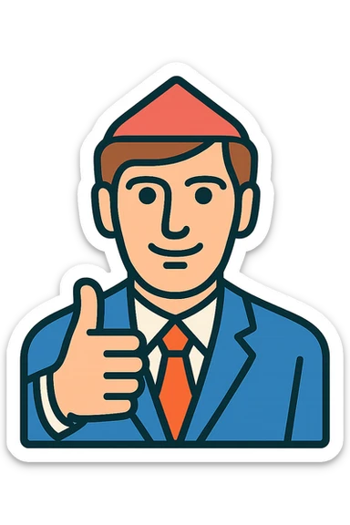 Bobby Fischer giving a thumbs up sticker