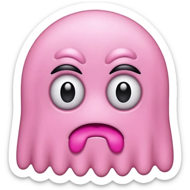 Pink Pacman ghost character with big girl eyelashes sticker