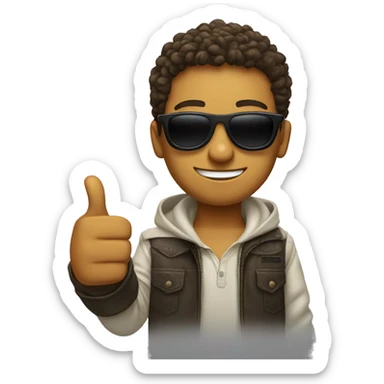 Young man with Thumbs up wear cool shades sticker