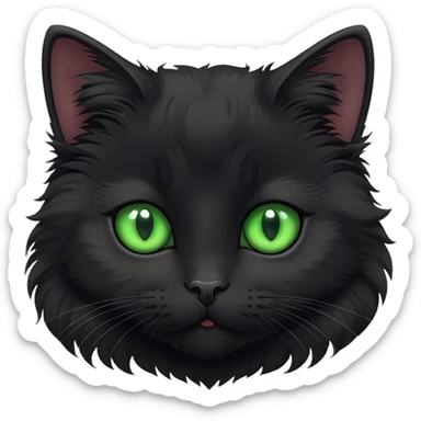 Fluffy Black kitty  sticker