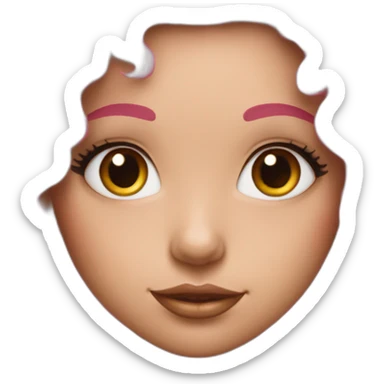 girl with false eyelashes, nails and pink hair sticker