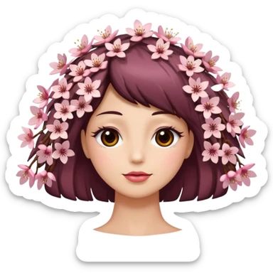 sapin, avec long cils, fleurs de cerisier en bas sticker