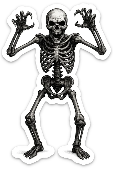 Halloween skeleton, make scary position, remove background   sticker