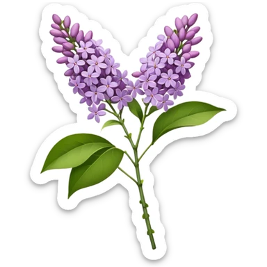 single bunch lilac flower, straight stem sticker