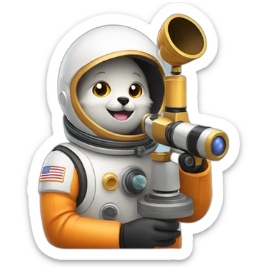cosmonaute with foxy head and a telescope sticker