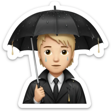 man getting wet (umbrella, dripping hair) sticker