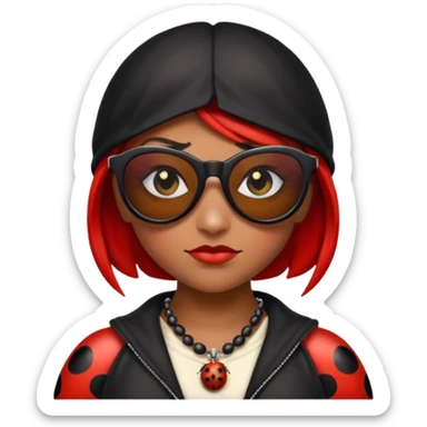 a badass villain ladybug thug with sunglasses and a necklace on sticker