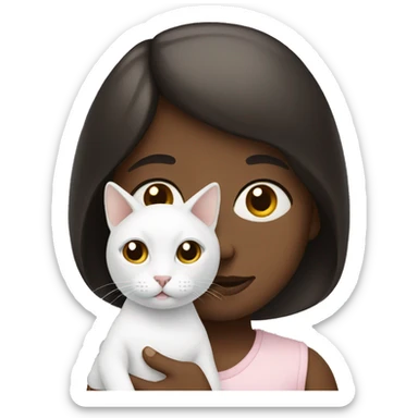 A child with a white cat sticker