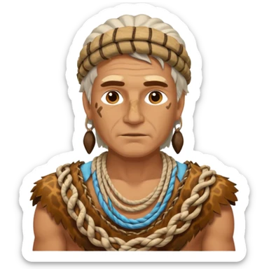 Ancient  man with animal skin clothes with ropes sticker