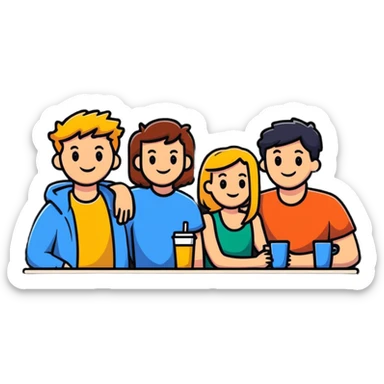 group of friends hanging out sticker