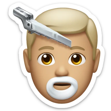 a razor and a man with foam on his face sticker