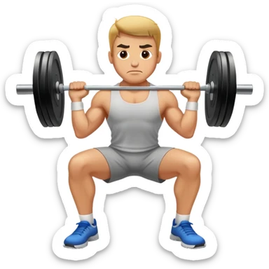 Man lifting a heavy barbell, sweating sticker