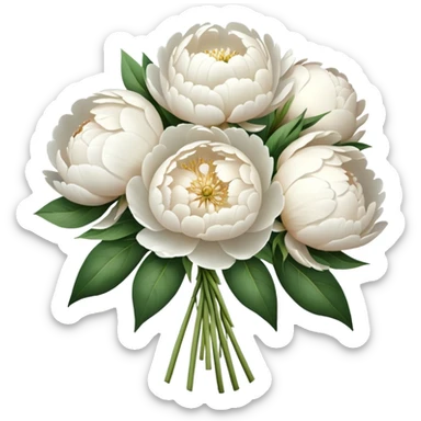 White peonies bouquet  sticker