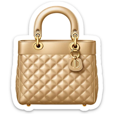 Lady Dior bag champagne gold leather front sticker