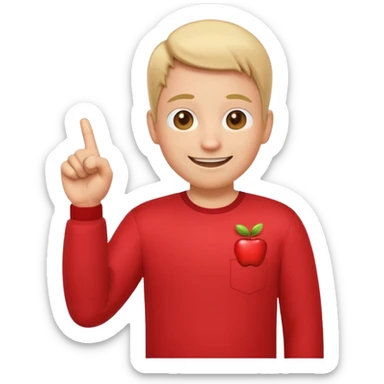 emoji of a happy cartoon person pointing downward toward the ground with both hands, standing upright, smiling warmly, both index fingers extended and pointing down clearly, simple light background, expressive and playful Apple emoji design showing the meaning “here / down here sticker