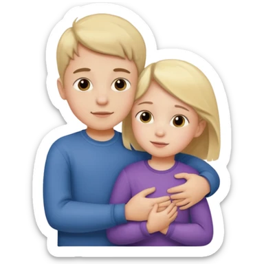 Boy and small girl hug bro sis  sticker