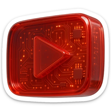 chess board of youtube play button, red YouTube play button, glossy circuit style sticker