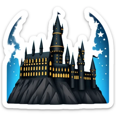 Harry Potter series, Hogwarts castle silhouette with a few stars, outline only sticker