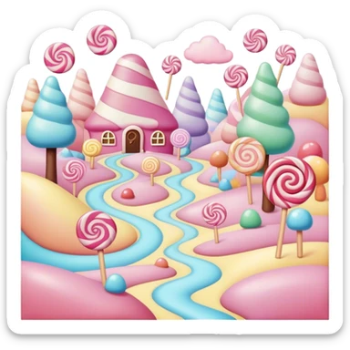 candy land  pastel surreal landscape sticker